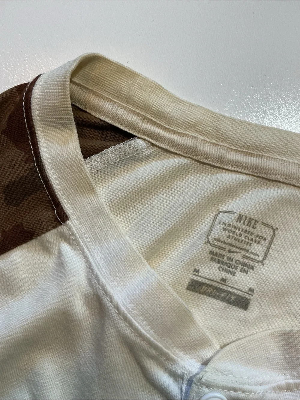 Nike X Poler Camouflage SB Skateboarding Snake 3/4 Henley Baseball T-Shirt